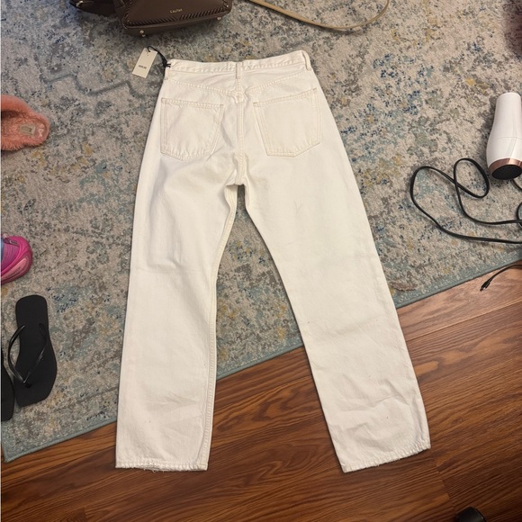 NWT Agolde Women's 90s Straight Leg Distressed White Jeans - Picture 5 of 6